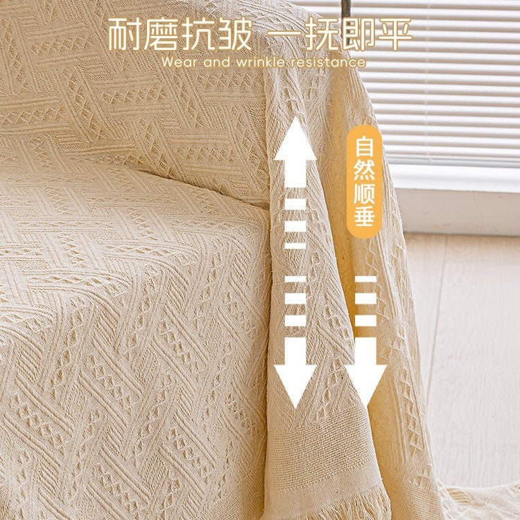 Ins Cream Style Single Sofa Towel Sofa Cover Cotton Thread Full Cover Straight Row Three-Person Non-Slip Sofa Cloth Cover Blanket - Image 5